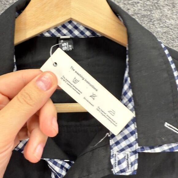 New Unbranded Shirt Men 2XL Black Button Up Collared Long Sleeve Regular Fit - Picture 4 of 8